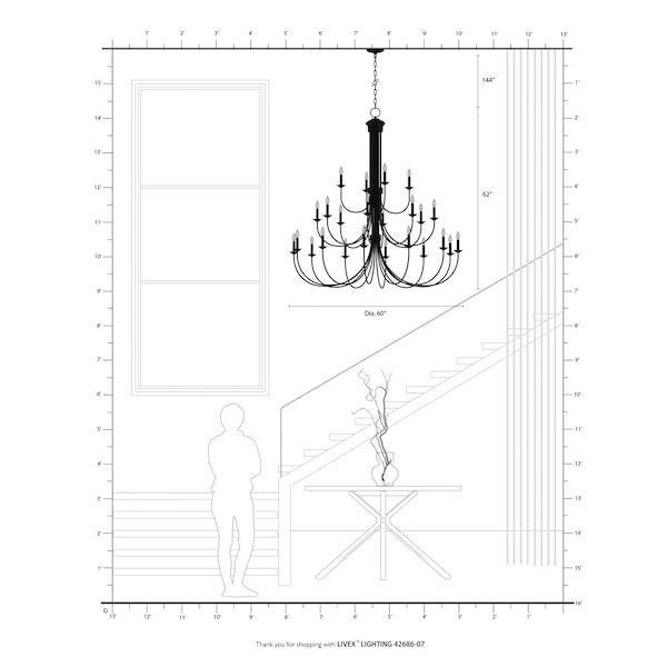 24 Light Bronze Grande Foyer Chandelier